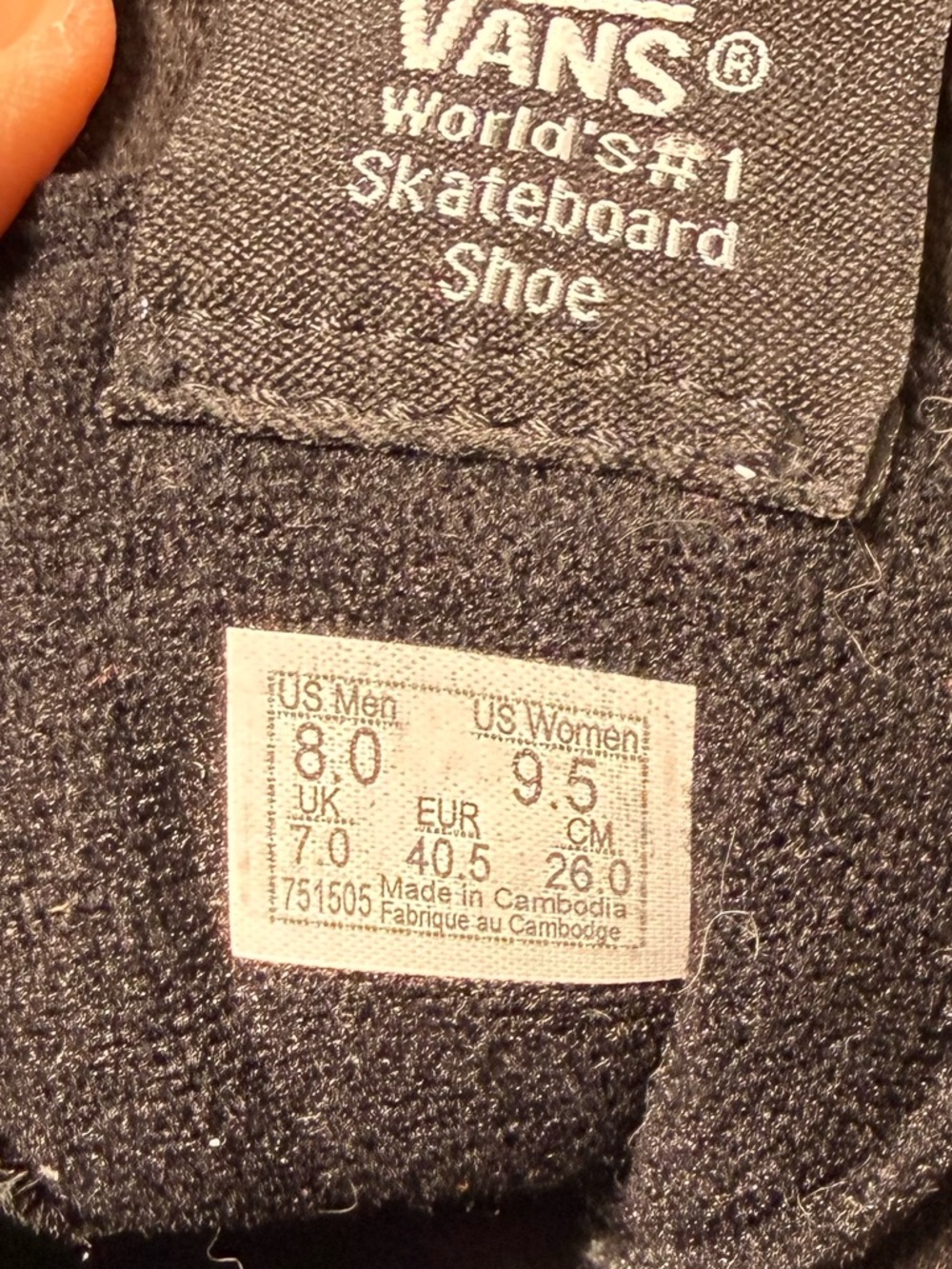 Vans Sk8-Hi Black Canvas Gum Sole High Top Sneakers - Picture 6 of 6